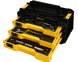 Stanley Caixa Baú com 3 Gavetas e Kit Completo de 126 Ferramentas – Organize e Tenha Todas as Ferramentas Essenciais à Mão