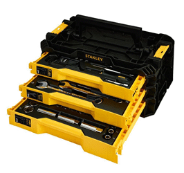 Stanley Caixa Baú com 3 Gavetas e Kit Completo de 126 Ferramentas – Organize e Tenha Todas as Ferramentas Essenciais à Mão