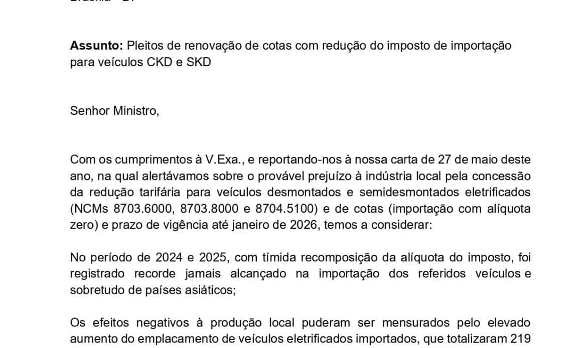 Sindipeças se posiciona sobre a importação de CKD e SKD no setor automotivo brasileiro