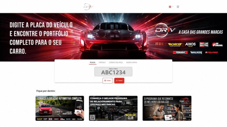 DRiV lança catálogo integrado que simplifica a busca de autopeças pela placa do veículo
