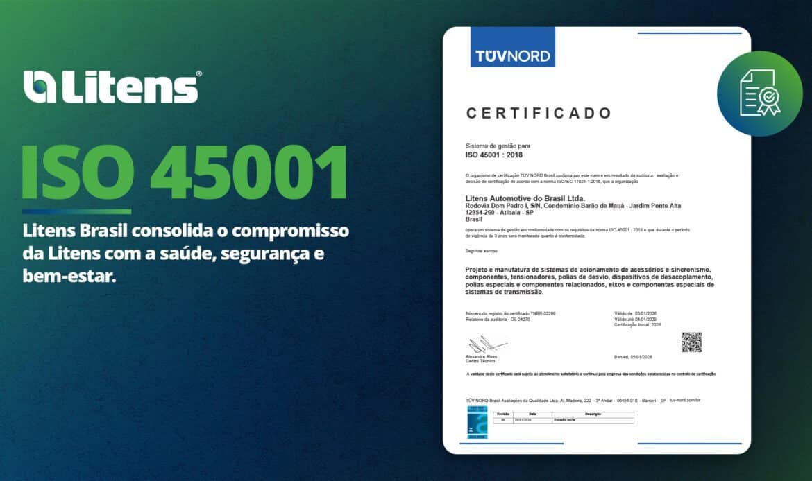 Litens Brasil conquista certificação ISO 45001 e reforça liderança global em saúde e segurança ocupacional