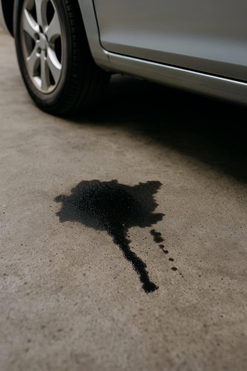 Mancha de óleo na garagem: sinal de alerta para falha mecânica