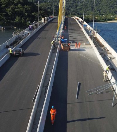 Asfalto da Ponte de Guaratuba incorpora 23 mil pneus reciclados e vira referência em economia circular no Brasil