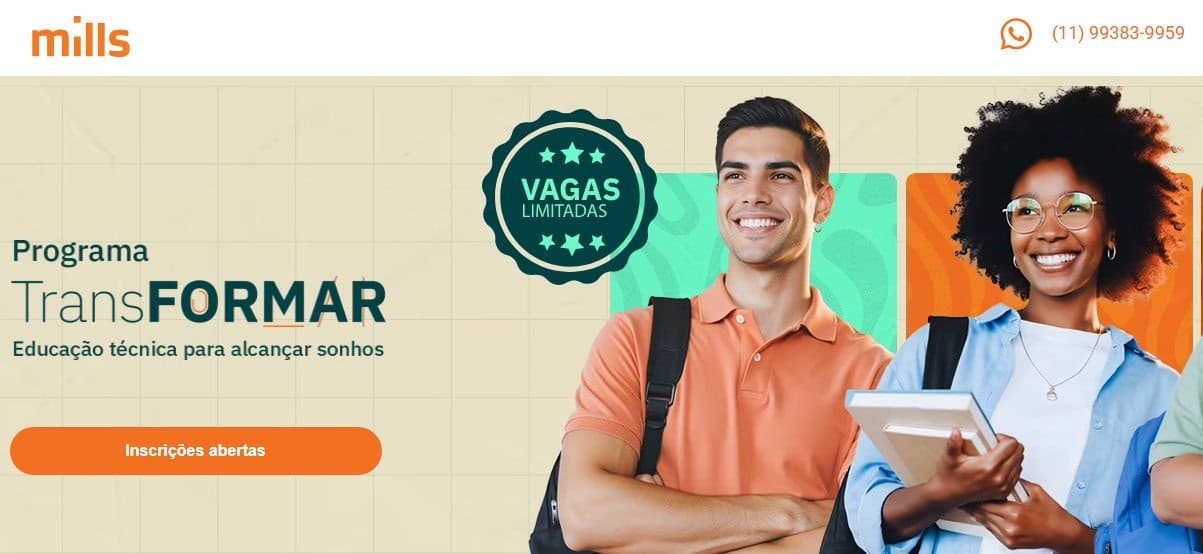 Mills abre inscrições para cursos de eletromecânica e edificações do Programa TransFORMAR