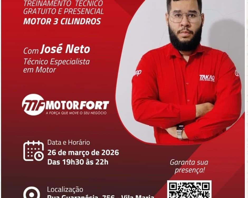 Motores 3 cilindros no foco: Takao e Motorfort realizam treinamento técnico gratuito para reparadores
