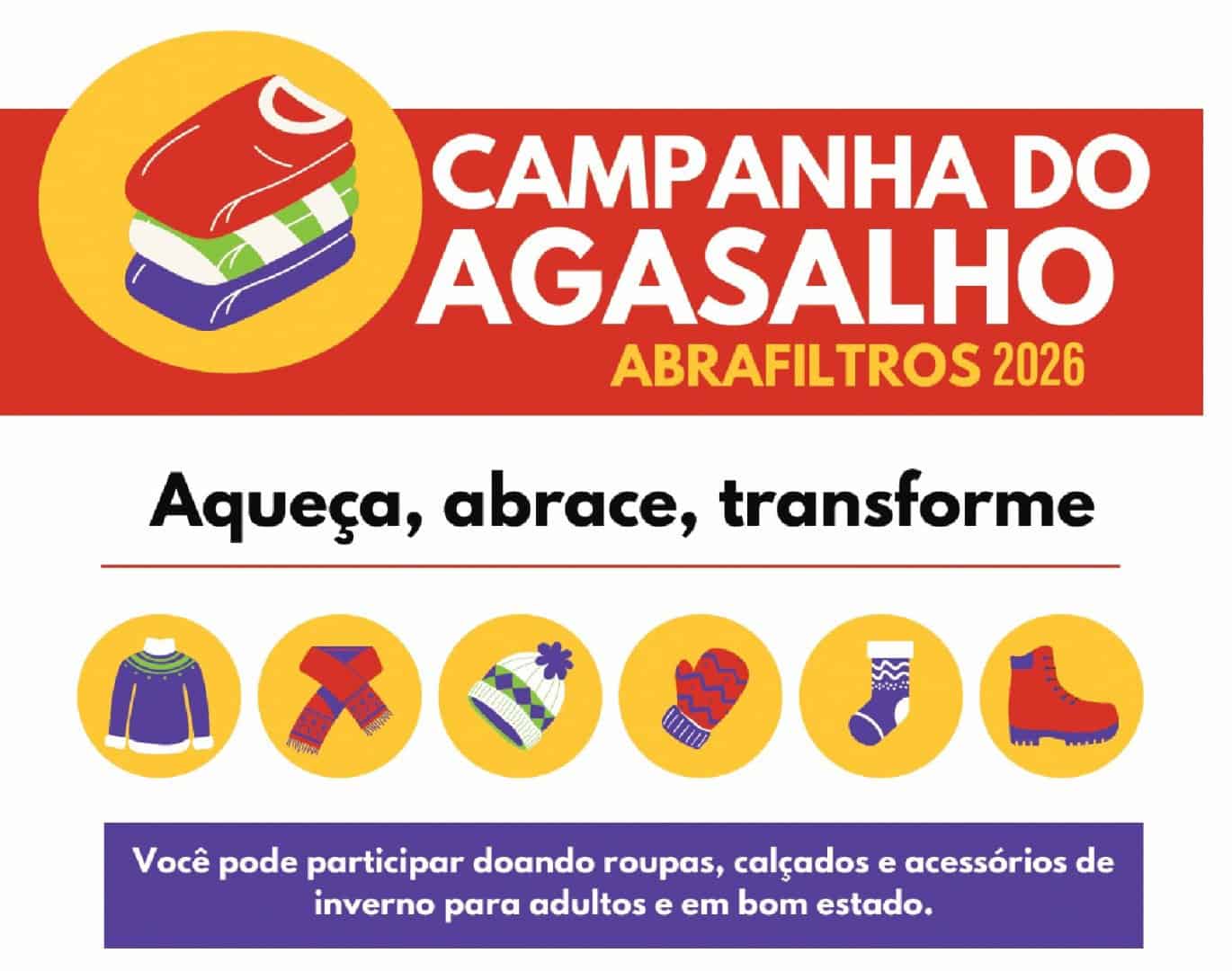 Abrafiltros lança Campanha do Agasalho 2026: solidariedade e aquecimento para o inverno