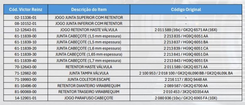 Dana amplia portfólio Victor Reinz para Ford Transit EcoBlue com Motor Panther BLHA