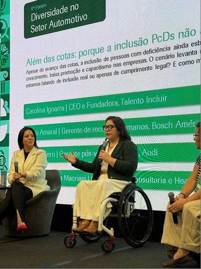 Carolina Ignarra, da Talento Incluir, fala sobre inclusão de pessoas com deficiência além das cotas no 9º Fórum Diversidade no Setor Automotivo