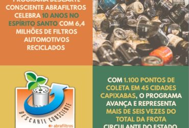 Programa Descarte Consciente Abrafiltros celebra 10 anos no Espírito Santo com 6,4 milhões de filtros automotivos reciclados