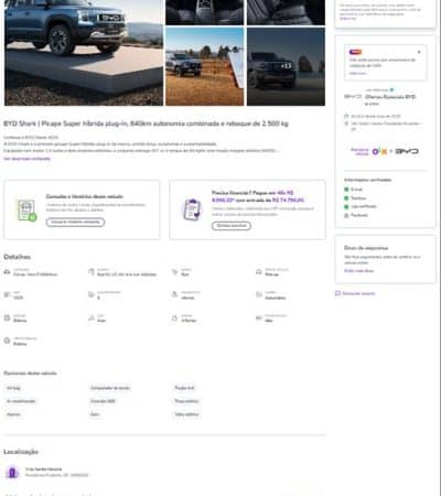 OLX passa a vender carros 100% elétricos e super híbridos da BYD
